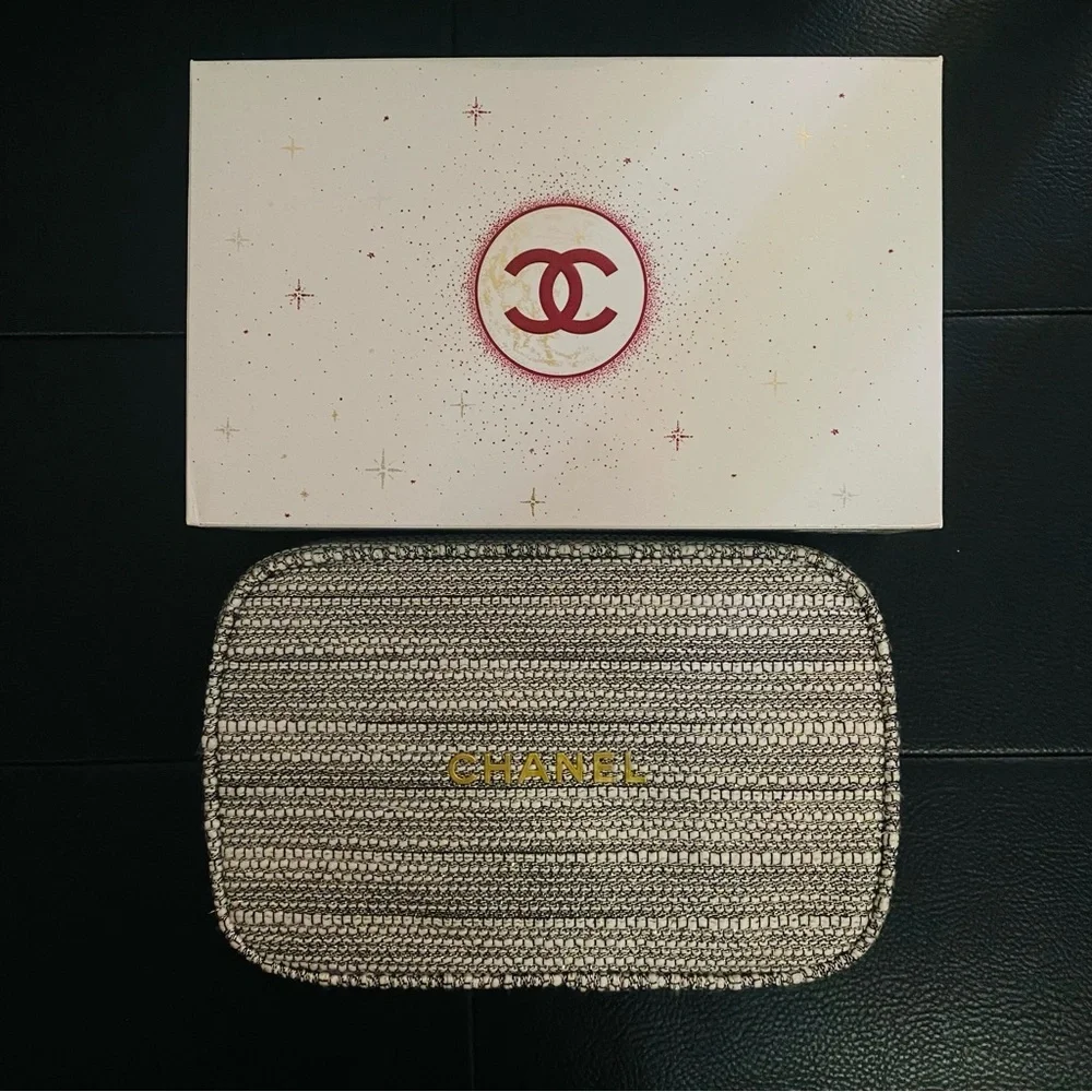 Chanel Gold Cosmetic Pouch with Nail Polish and Hand Cream